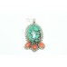 Old Handmade Pendant 925 Sterling Silver Natural Turquoise & Coral Gem Stones -7